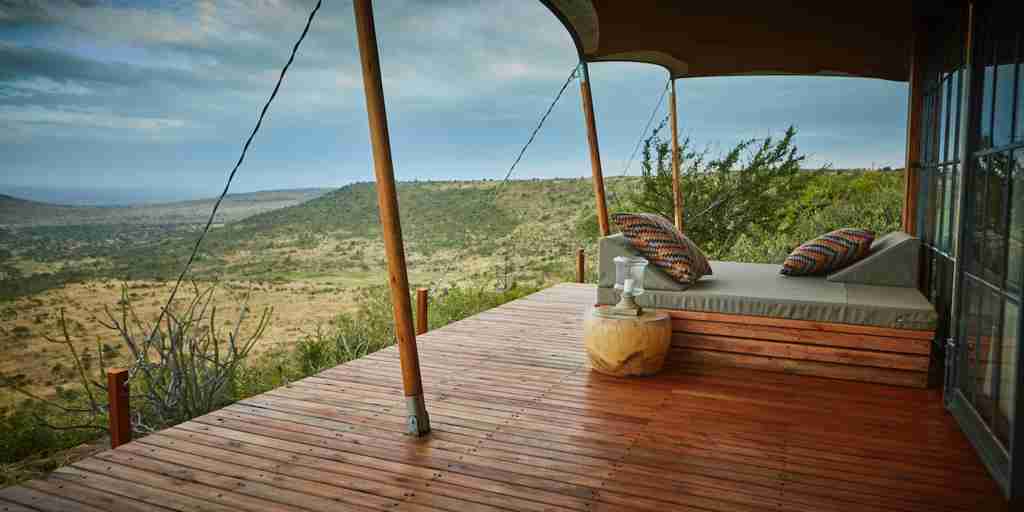 Elewana  Lodo Springs   accommodation   spacious luxury tents   Deck area kenya