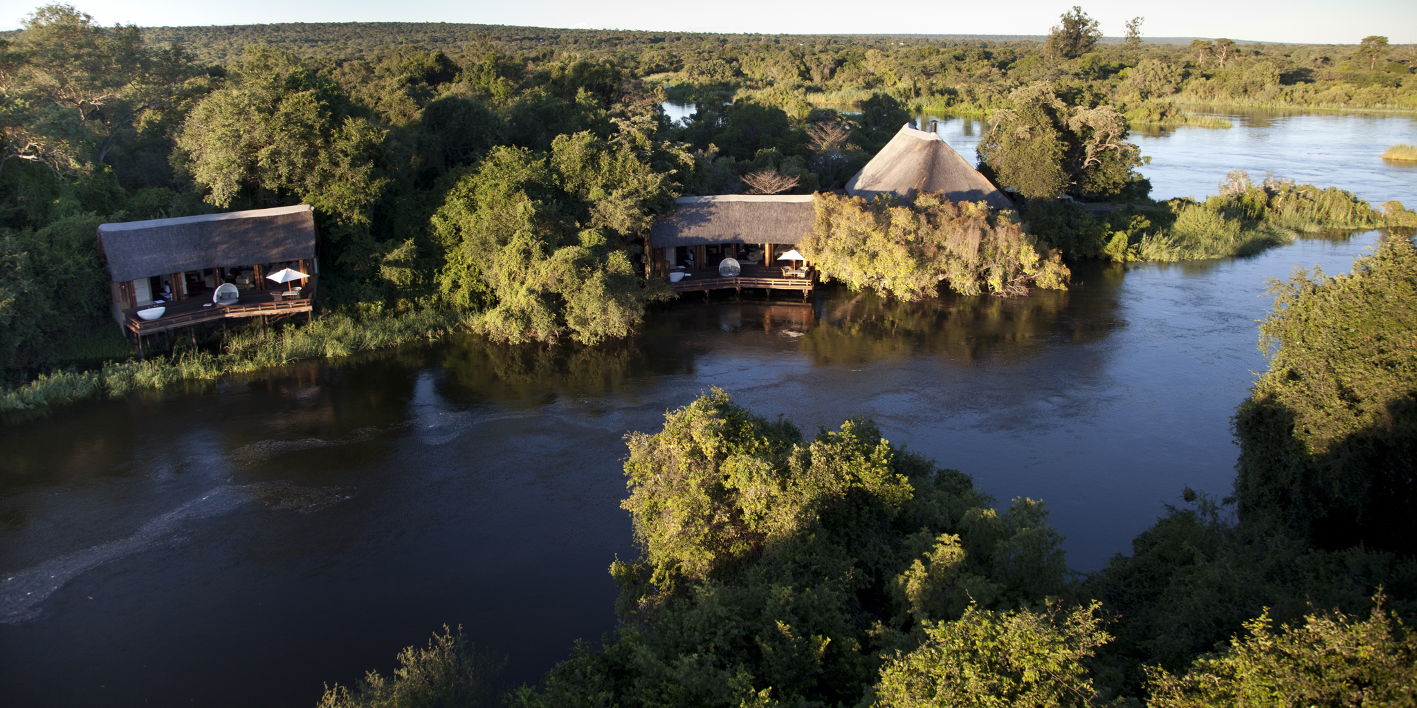 Royal Chundu Island Lodge aerial view