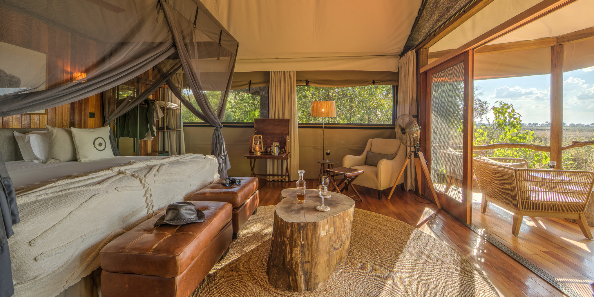 kanana bedroom tent view botswana yellow zebra safaris