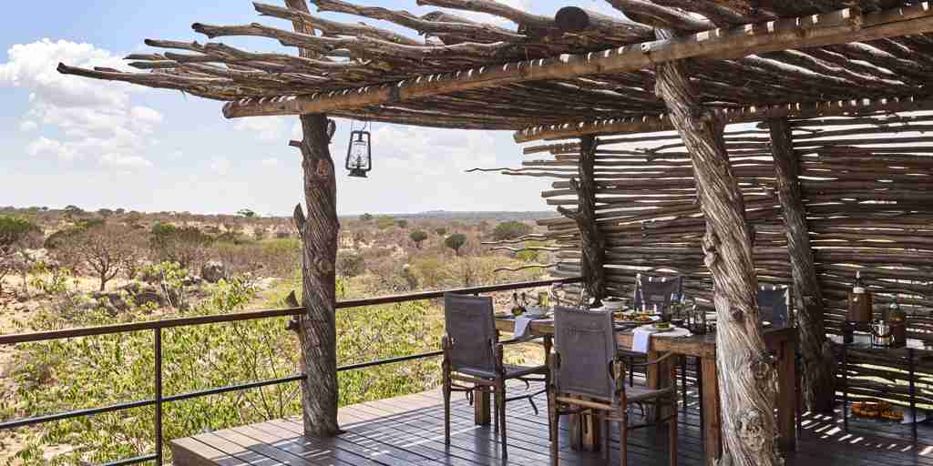 dining pool mwiba lodge tanzania yellow zebra safaris
