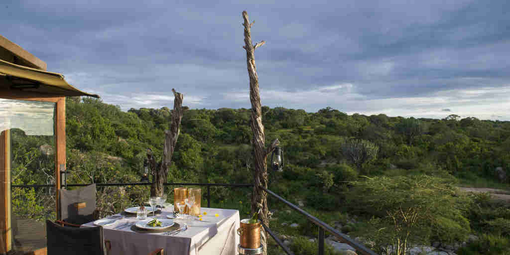 private dinner balcony mwiba lodge tanzania yellow zebra safaris