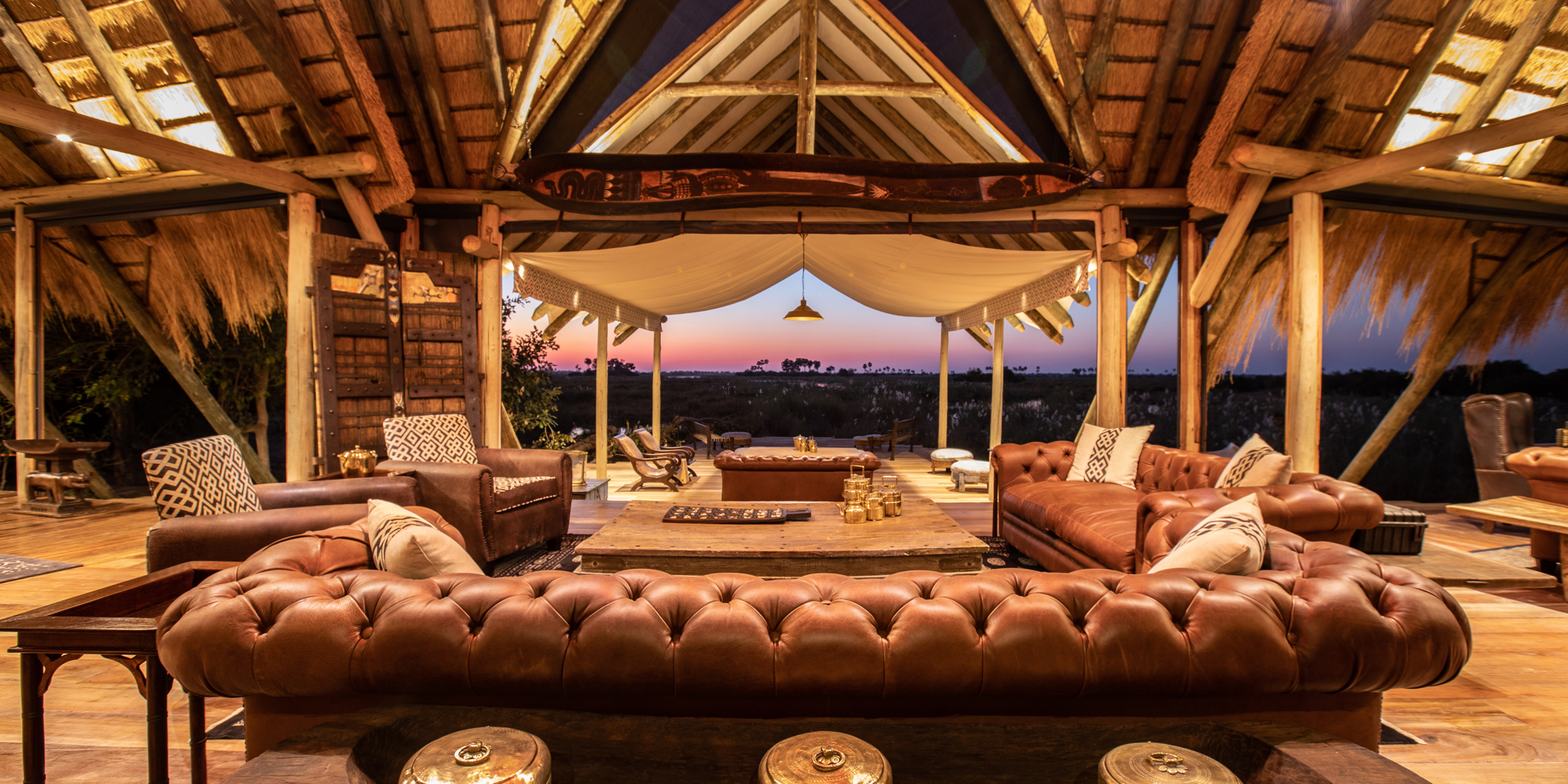 selinda camp botswana main area yellow zebra safaris