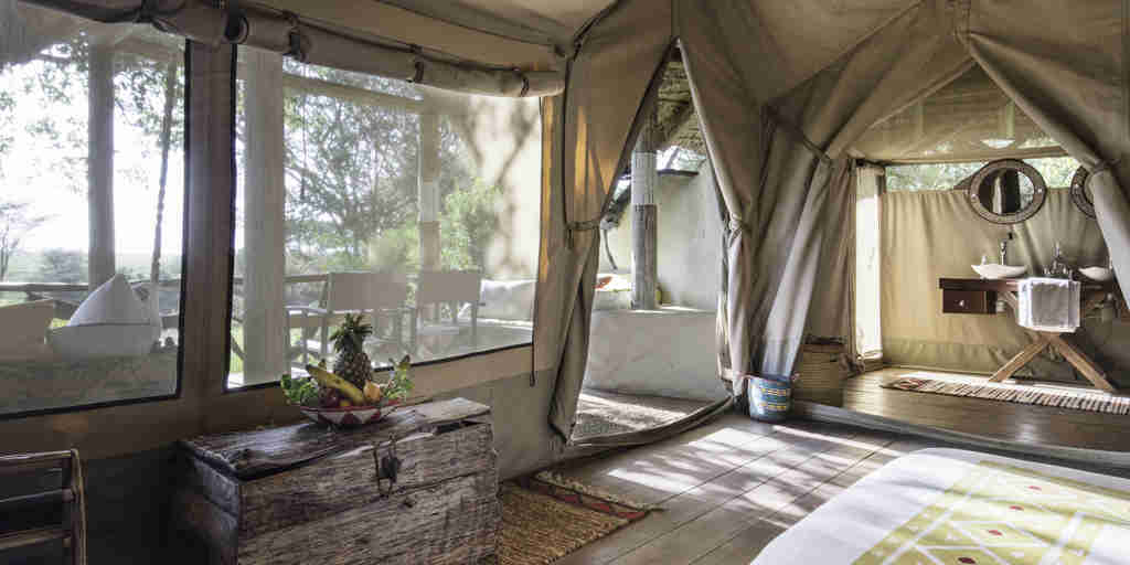 tent interior basecamp maasai mara kenya yellow zebra safaris