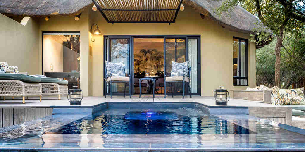 Kings Camp Luxury Suite pool south africa yellow zebra safaris