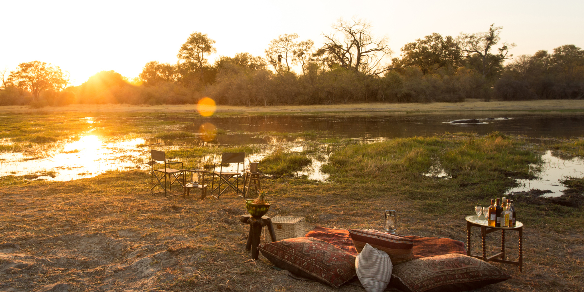 sundowners machaba camp botswana yellow zebra safaris