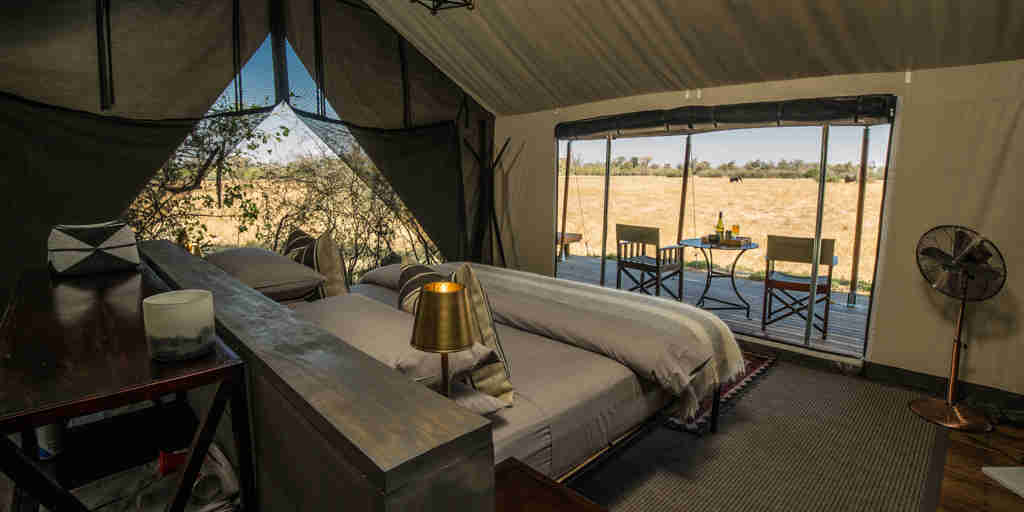 tented bedroom machaba camp botswana yellow zebra safaris