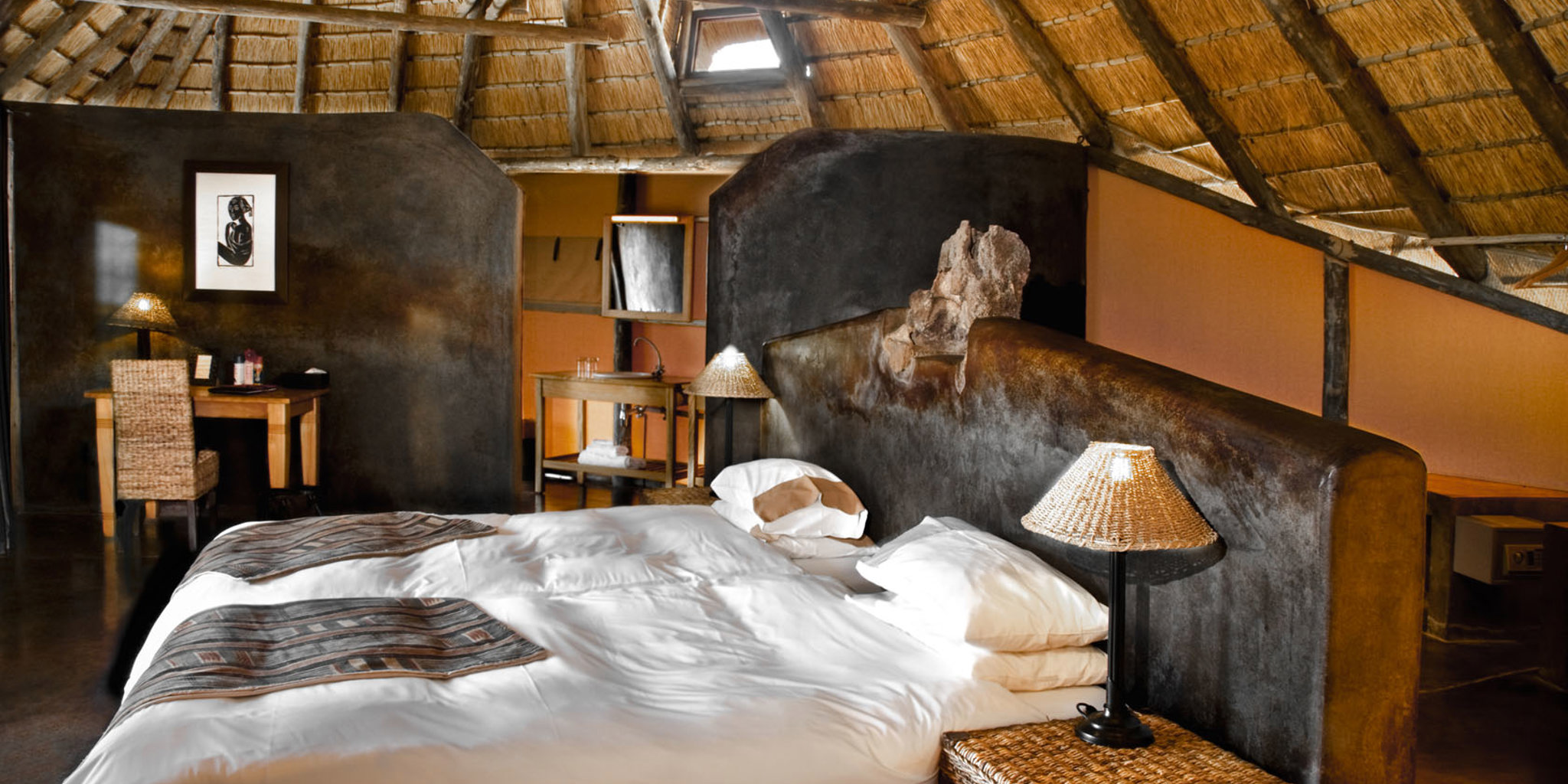 bed doro nawas camp namibia yellow zebra safaris