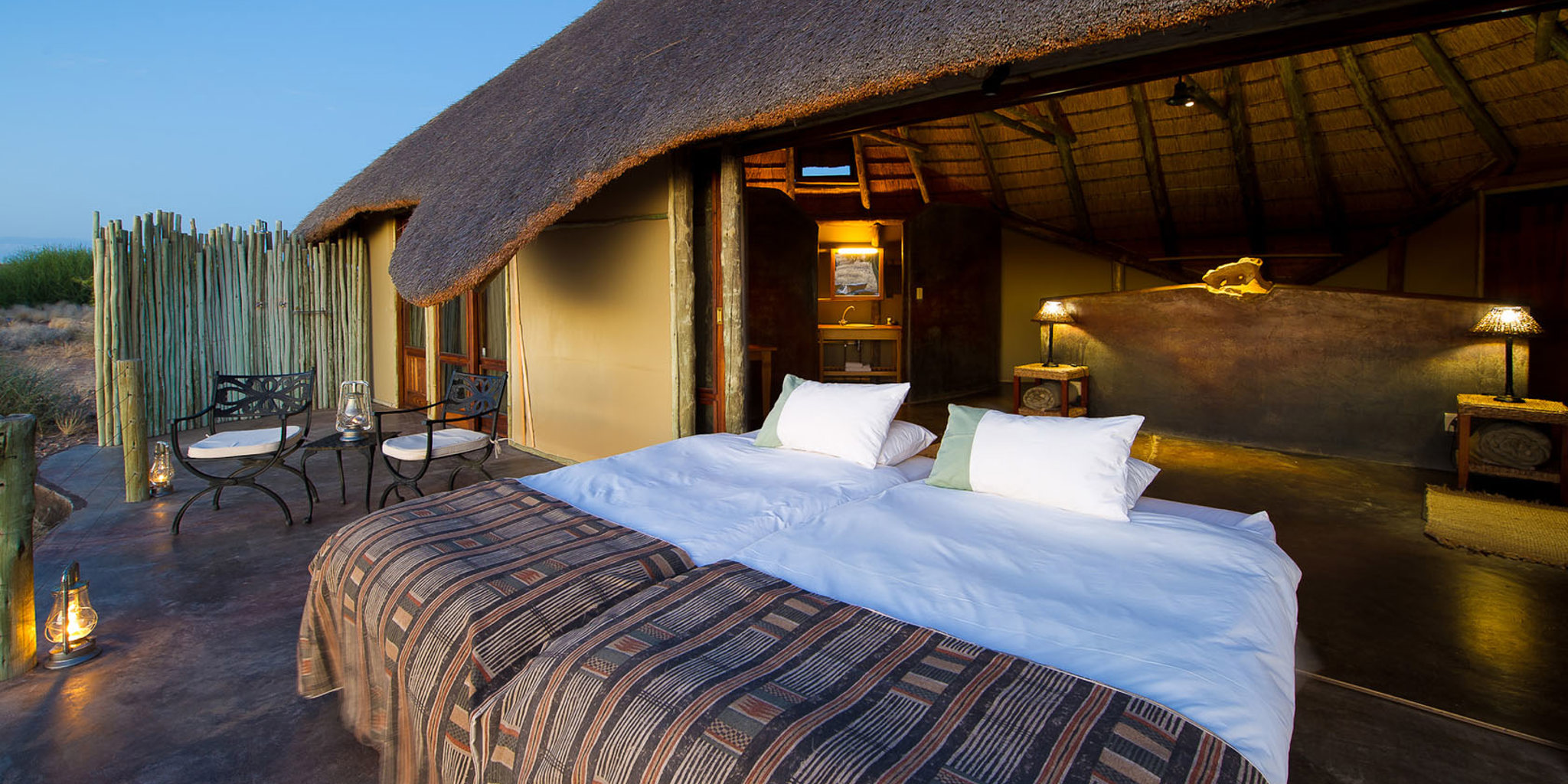 outdoor beds doro nawas camp namibia yellow zebra safaris