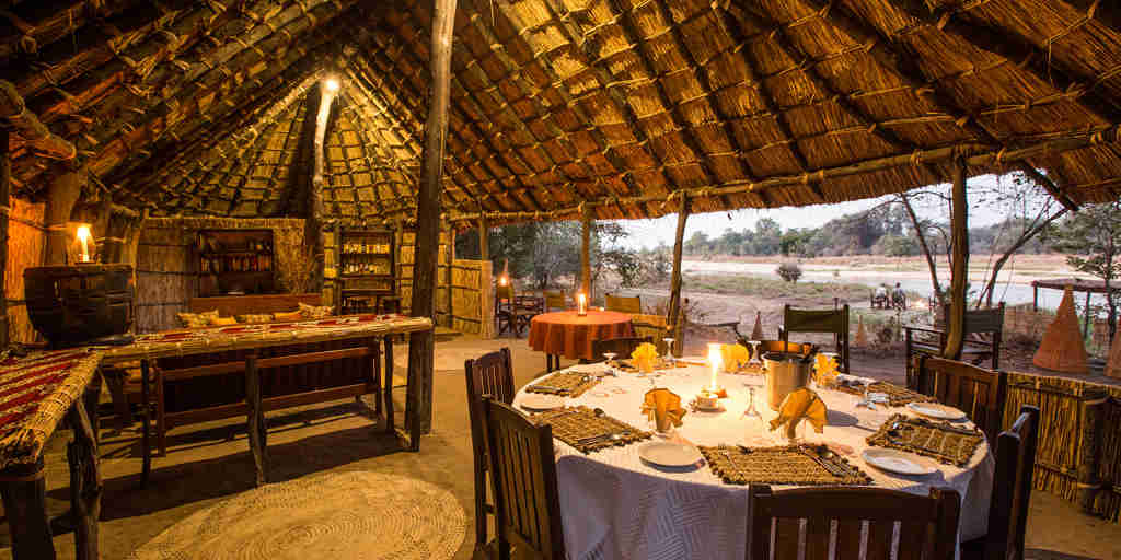 Mwaleshi Camp dining area zambia yellow zebra safaris