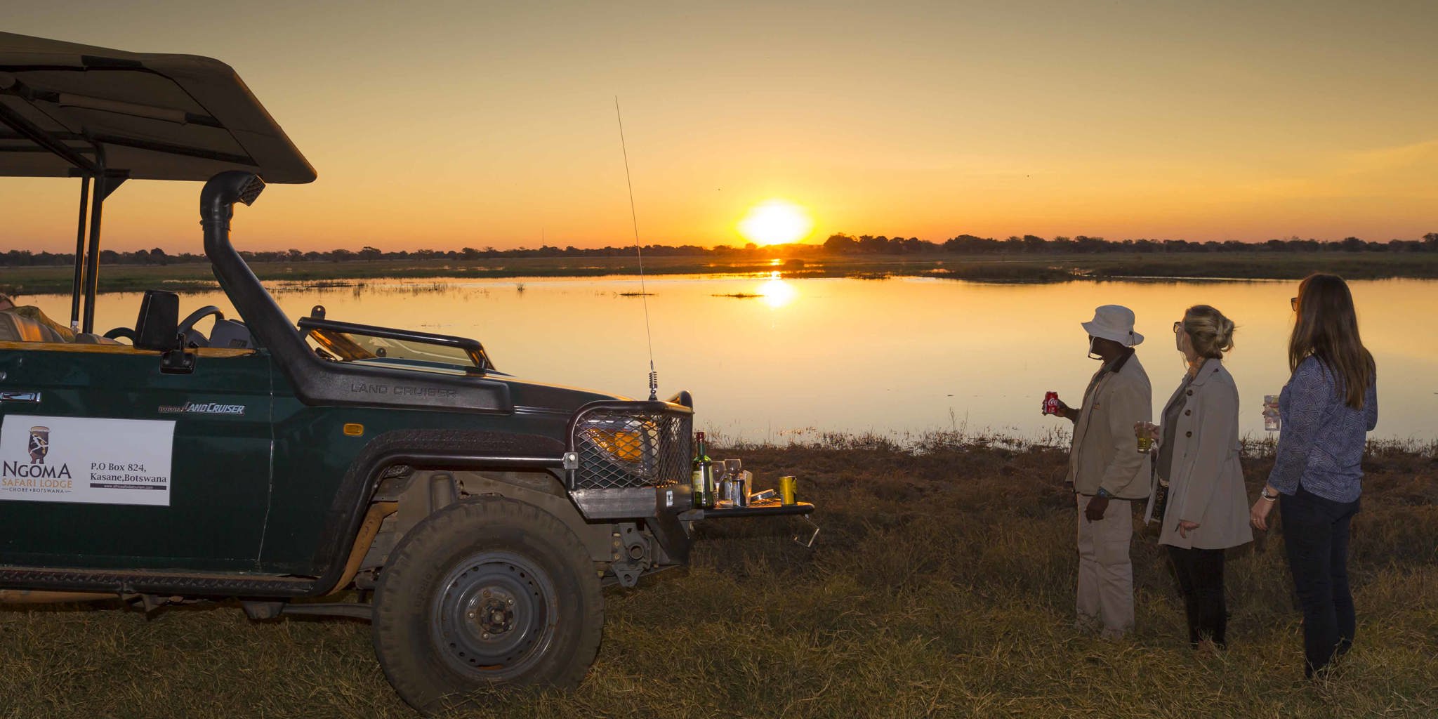 ngoma game drive sunset botswana yellow zebra safaris