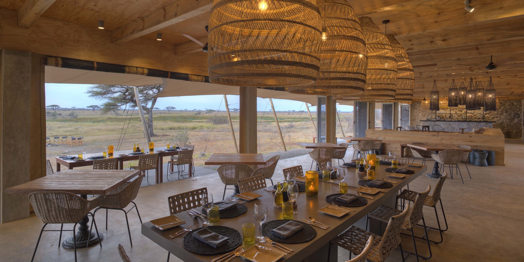 main dining area namiri plains tanzania yellow zebra safaris