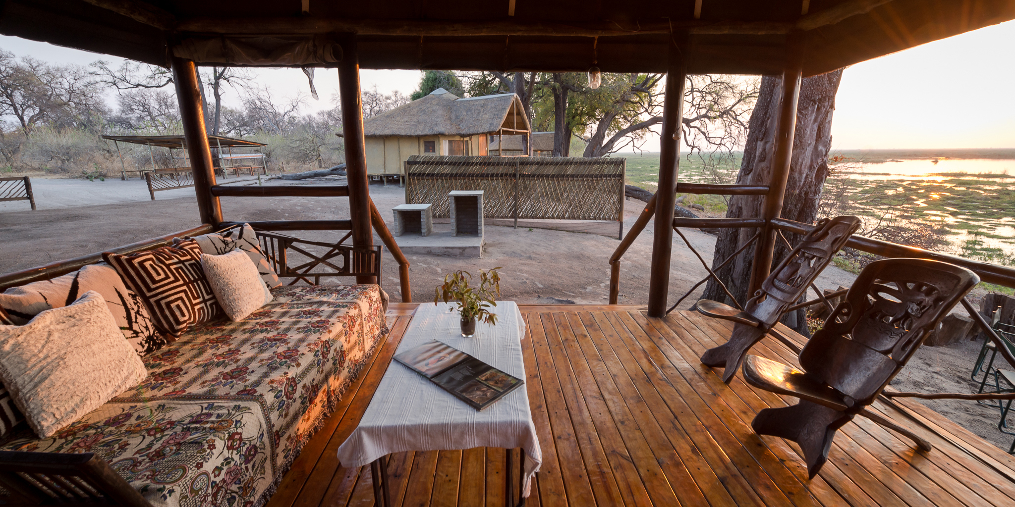 camp linyanti botswana chill area yellow zebra safaris