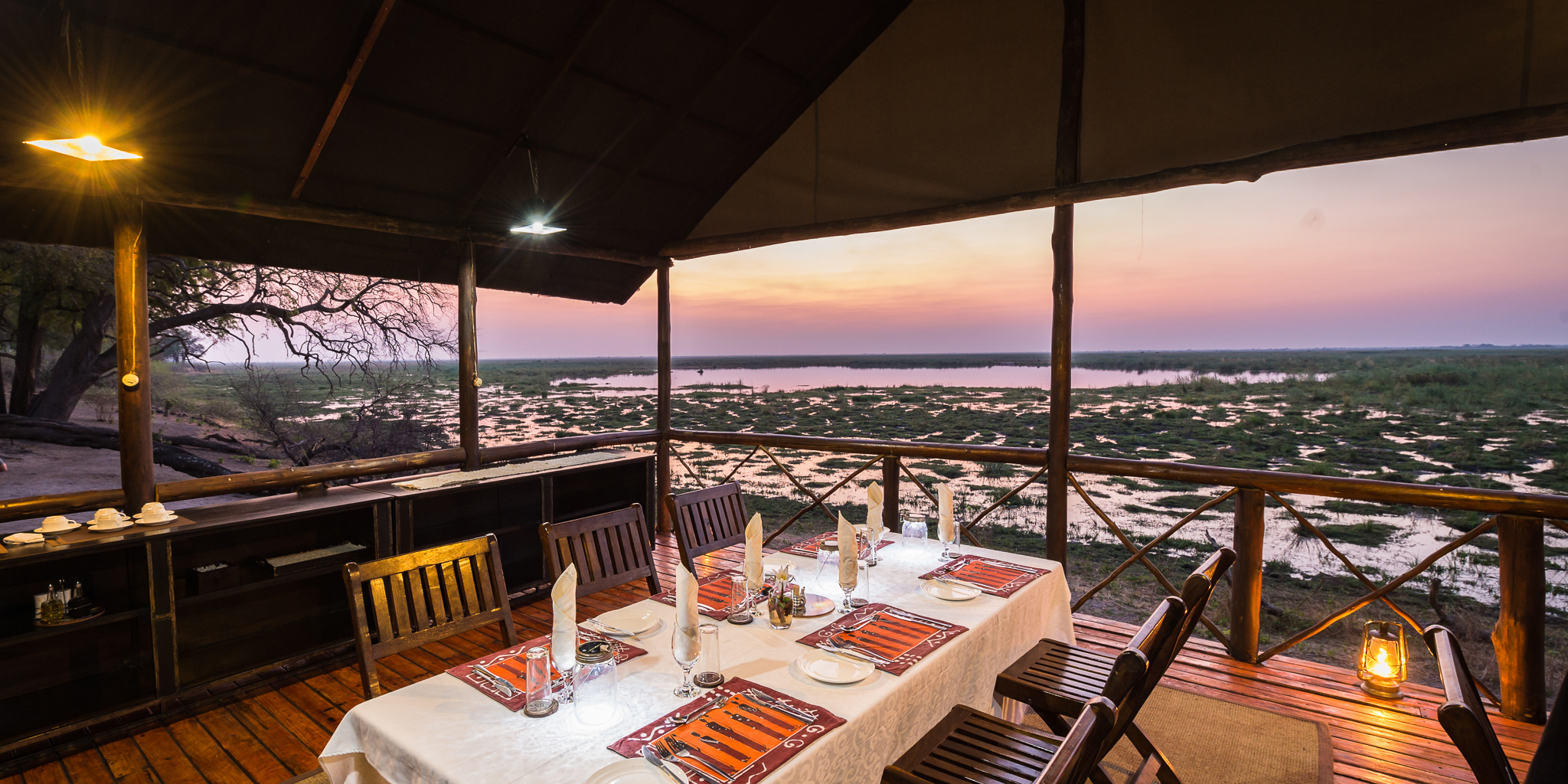 camp linyanti botswana dining yellow zebra safaris