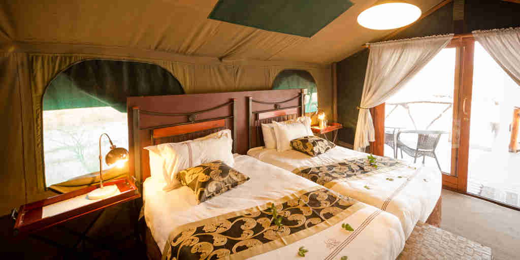 camp savuti botswana twin bedroom yellow zebra safaris
