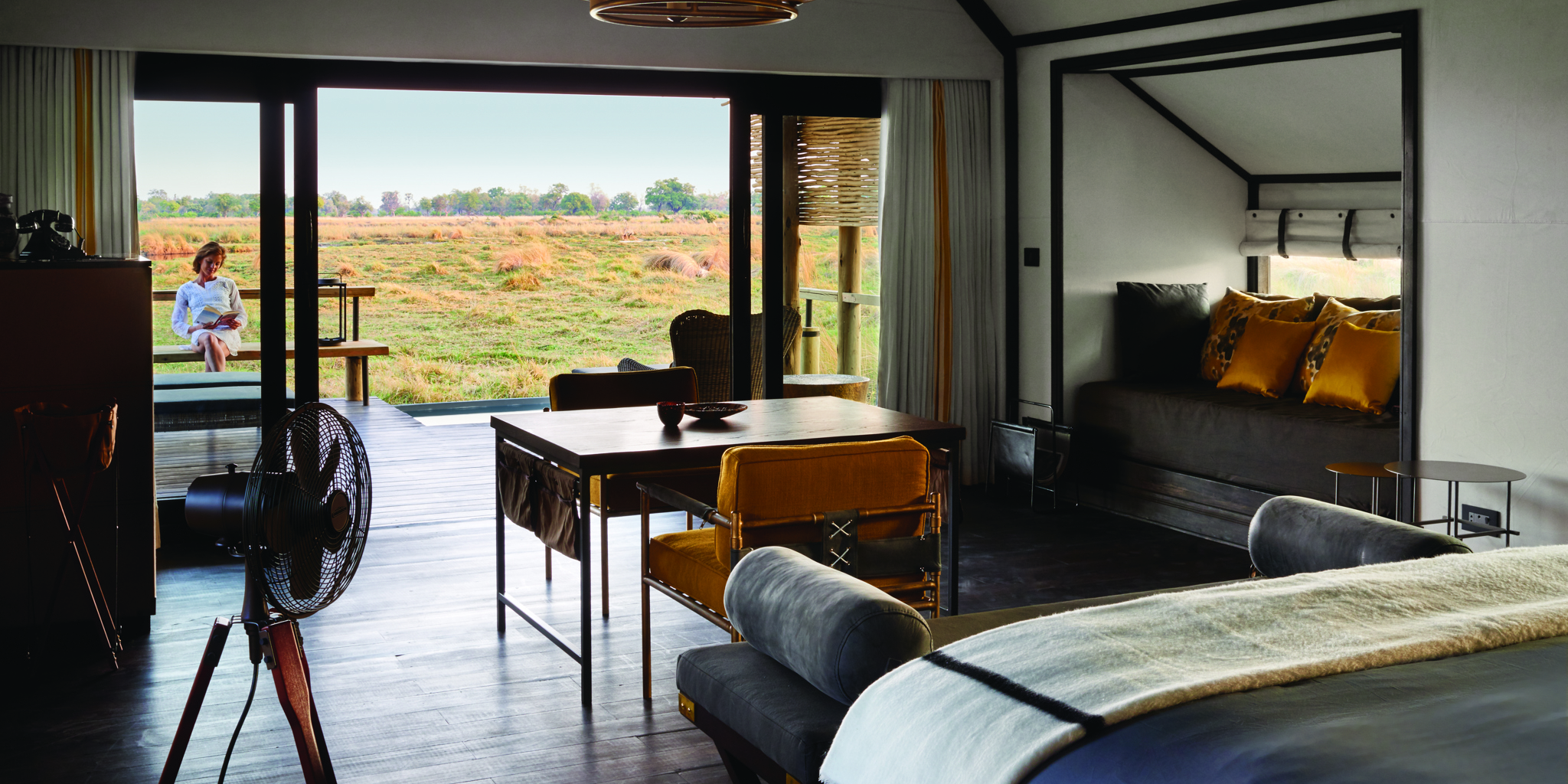 belmond eagle island lodge botswana bedroom yellow zebra safaris