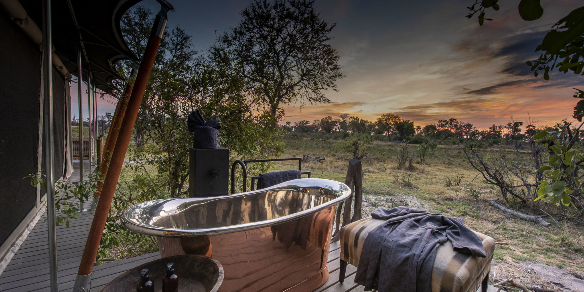 Gomoti private bath botswana yellow zebra safaris