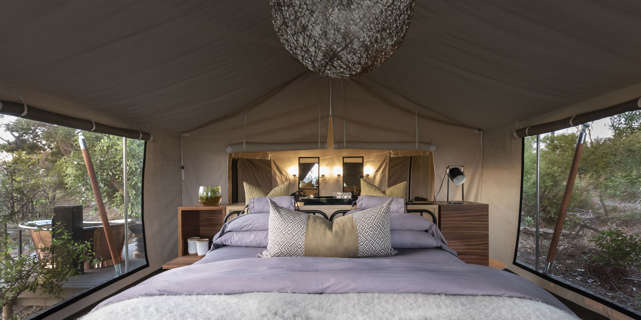 Gomoti private bedroom botswana yellow zebra safaris