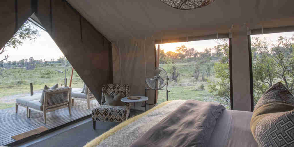Gomoti private double bedroom botswana yellow zebra safaris