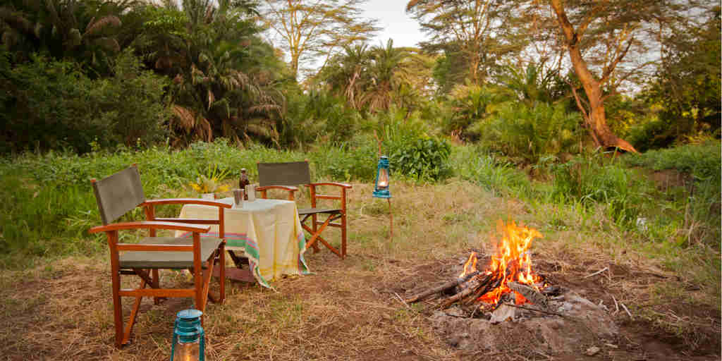 meru wilderness camp kenya fire yellow zebra safaris