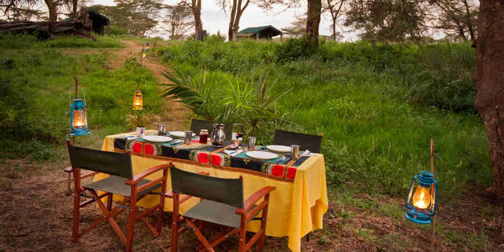 meru wilderness camp kenya outside dining yellow zebra safaris