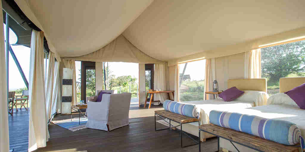mara mara tented lodge tanzania twin bedroom yellow zebra safaris