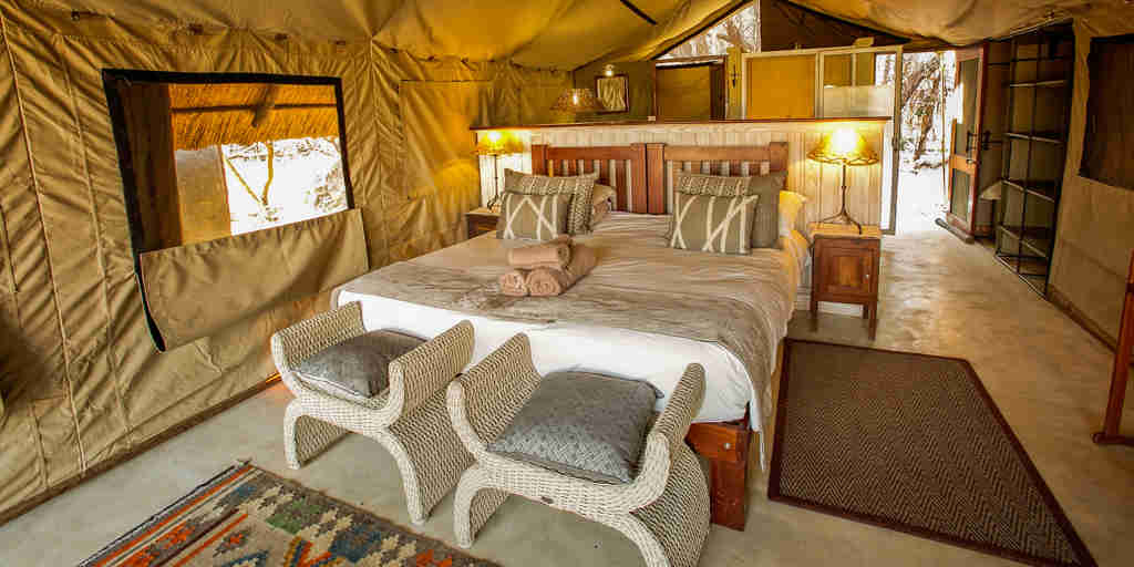 the hide safari camp double bedroom zimbabwe yellow zebra safaris