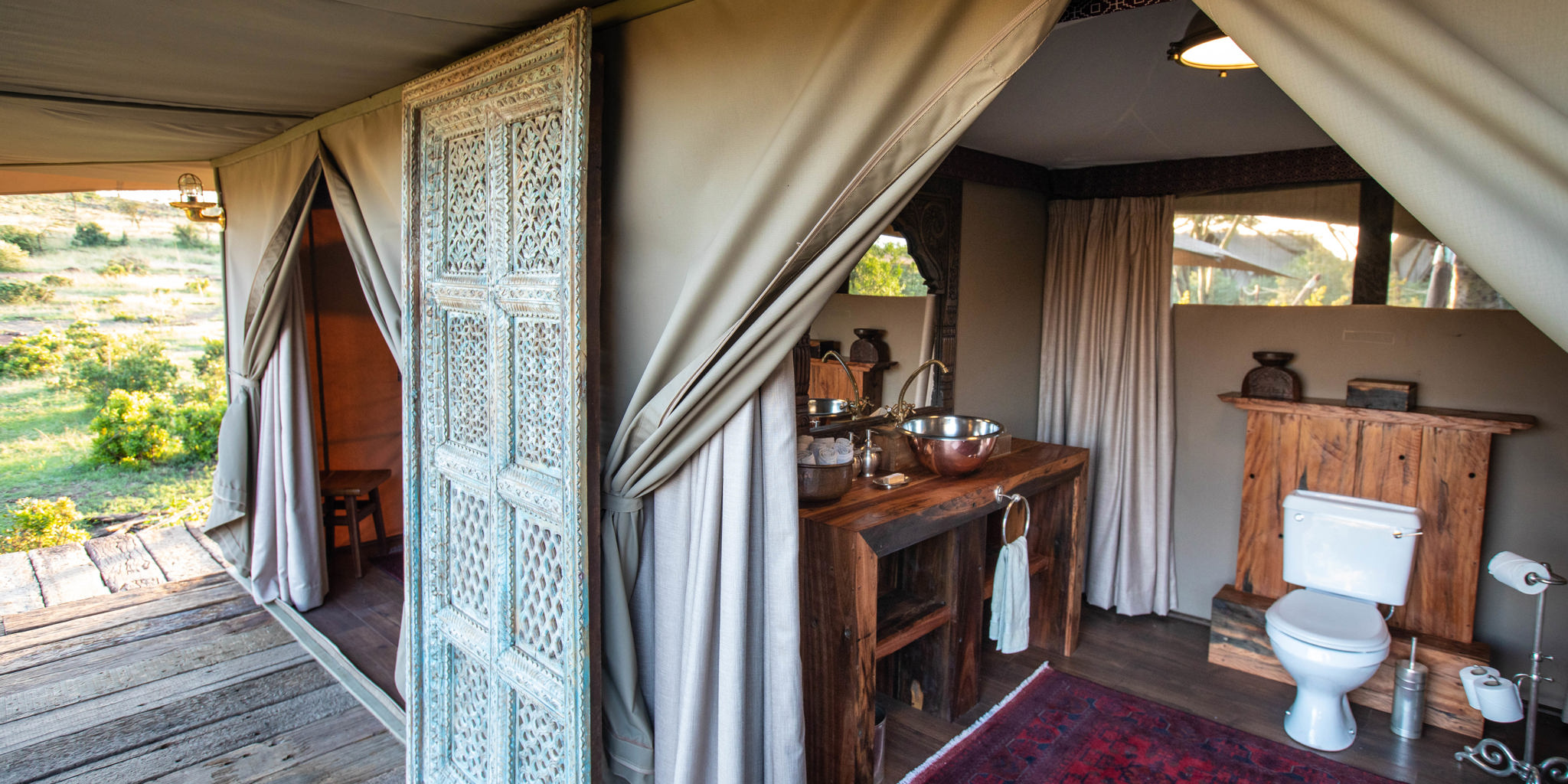 mara nyika kenya bathroom yellow zebra safaris