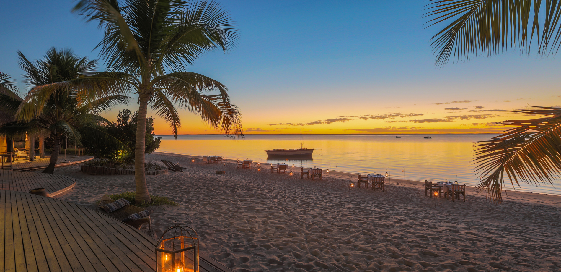 Azura Benguerra beach dining mozambique yellow zebra safaris