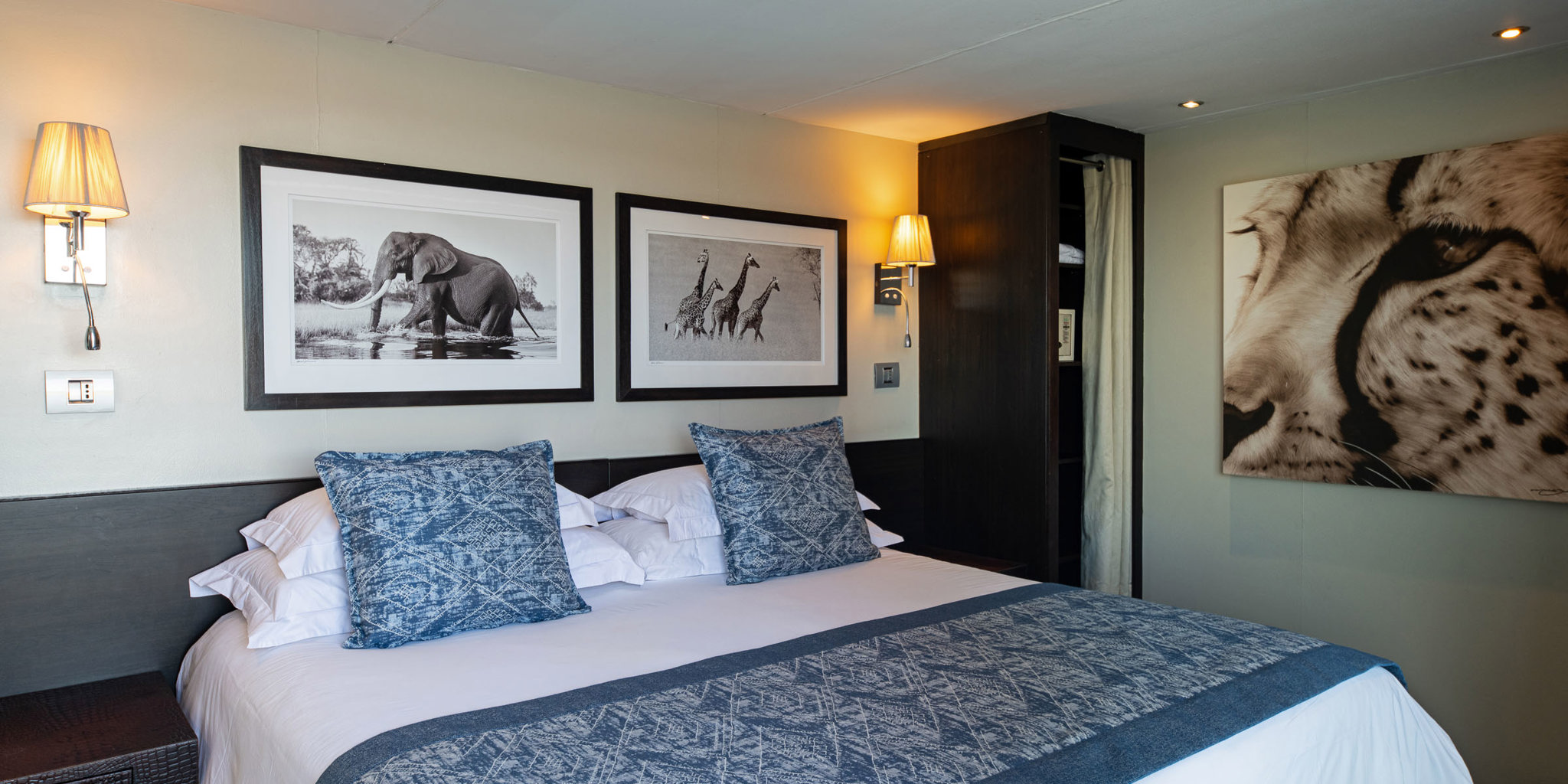 Zambezi queen bedroom botswana yellow zebra safaris
