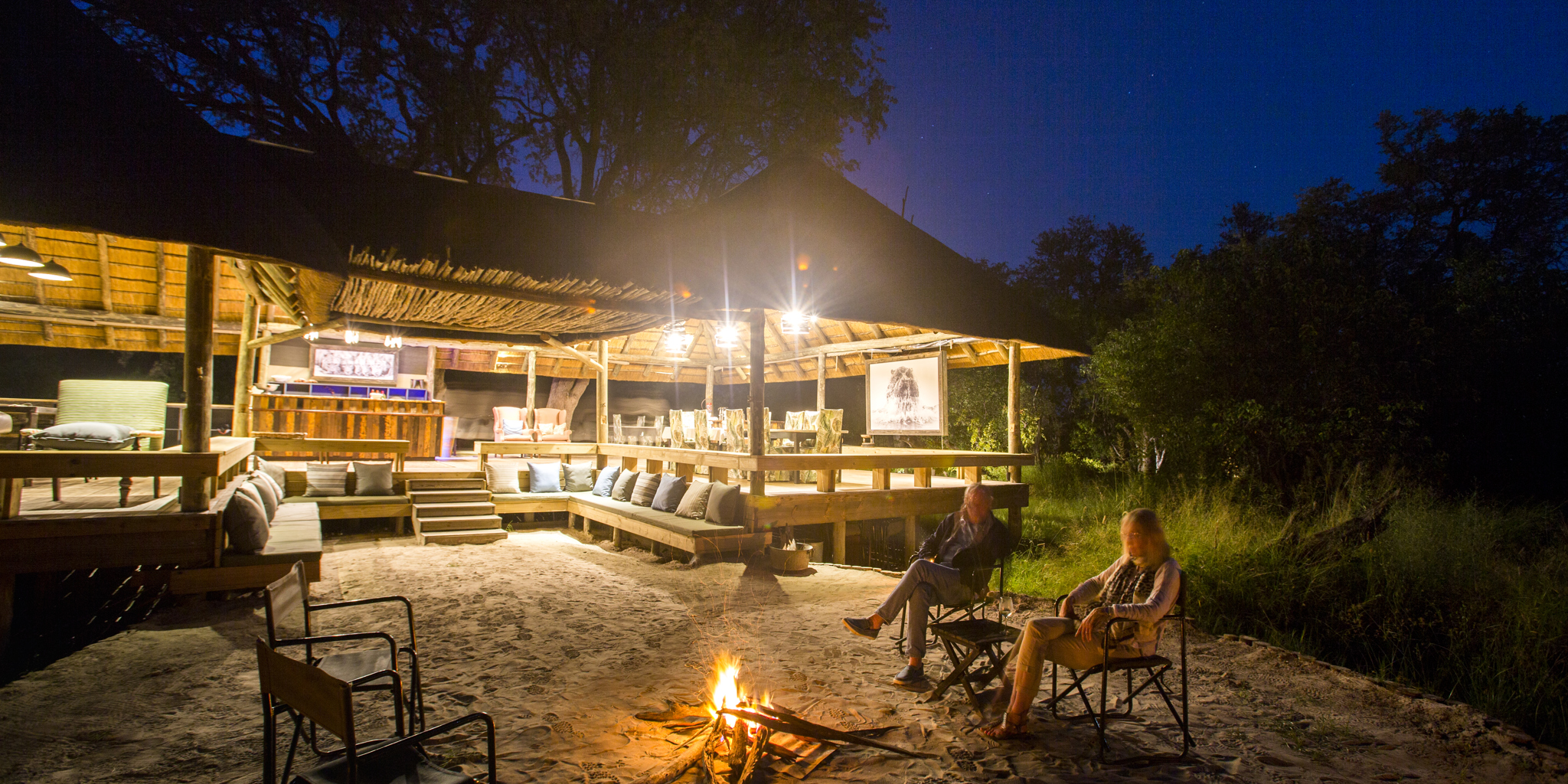 the jackal and hide camp fire botswana yellow zebra safaris