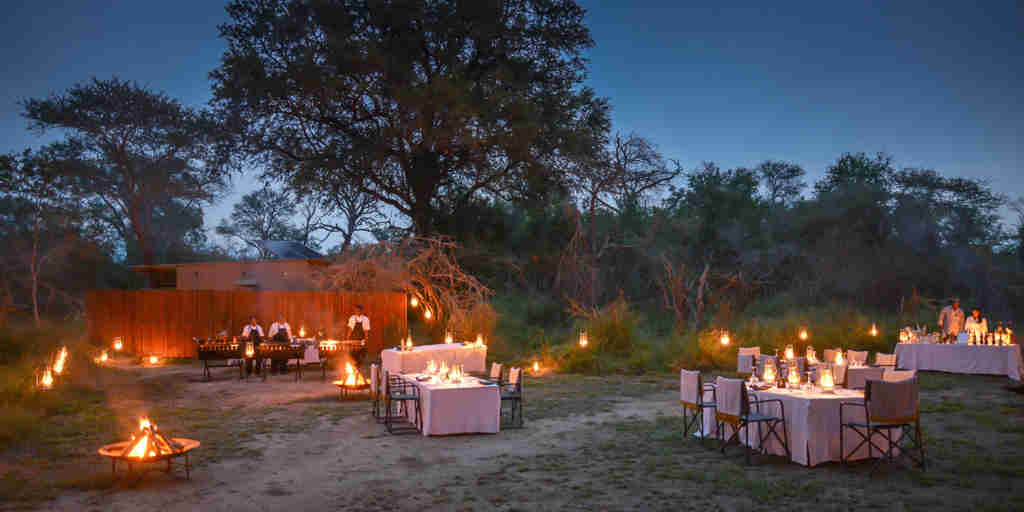 lion sands ivory lodge bush dinner south africa yellow zebra safaris