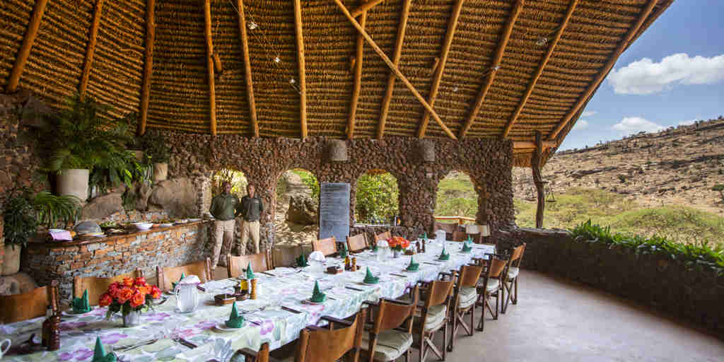 lewa wilderness dining area kenya yellow zebra safaris