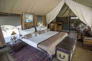 selinda explorers camp bedroom interior botswana yellow zebra safaris