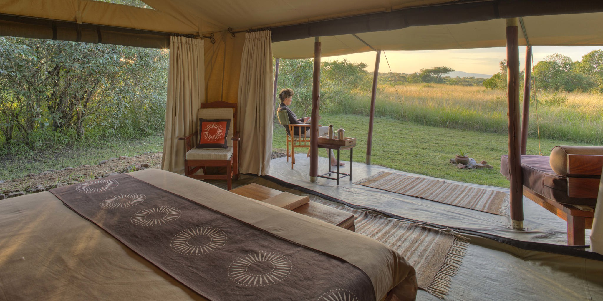 encounter mara tent view kenya yellow zebra safaris