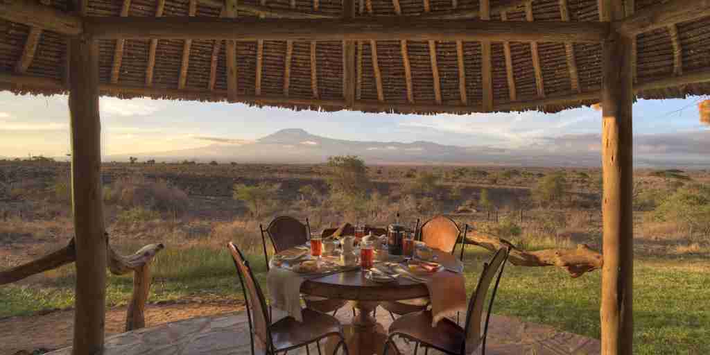 tortilis camp breakfast area kenya yellow zebra safaris