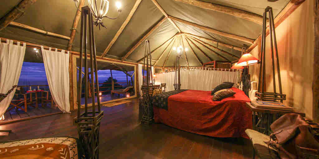 kilima camp tent interior kenya yellow zebra safaris
