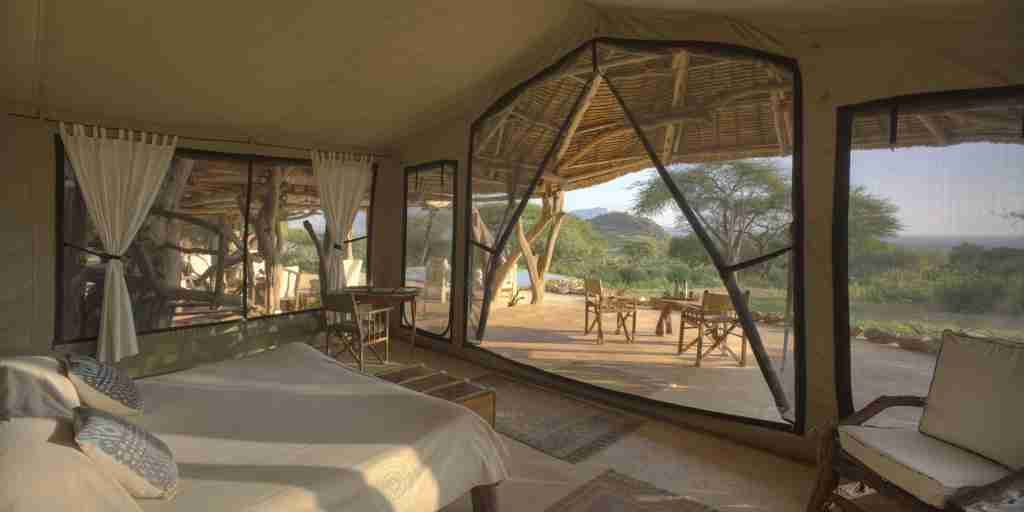 Sarara camp double bedroom kenya yellow zebra safaris
