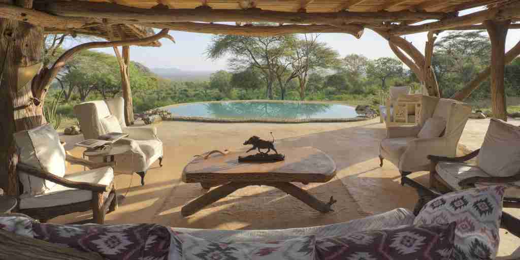 Sarara camp pool view kenya yellow zebra safaris