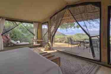 Sarara camp bedroom view kenya yellow zebra safaris
