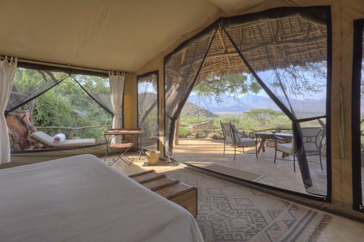 Sarara camp bedroom view kenya yellow zebra safaris