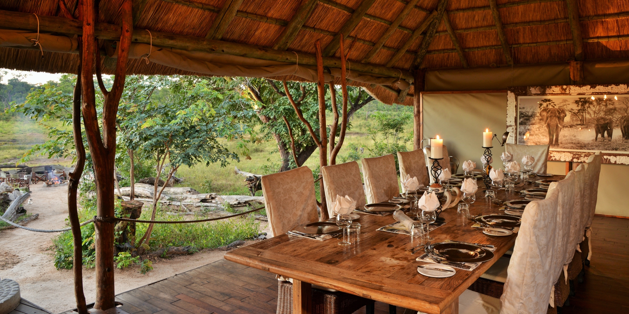 khulu bush camp dining zimbabwe yellow zebra safaris