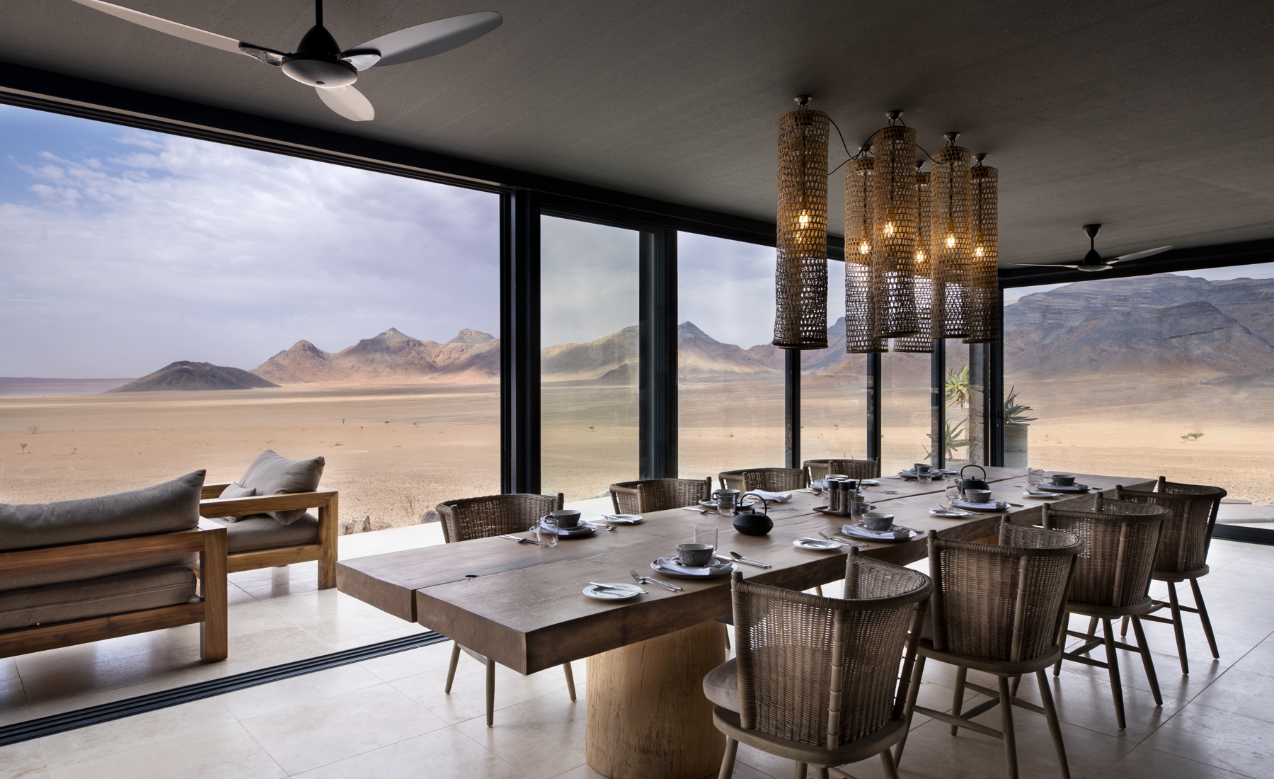Indoor guest area andBeyond Sossusvlei  Yellow zebra safaris