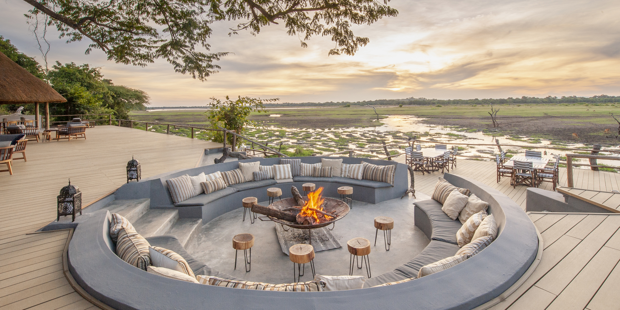 kafunta river lodge fireplace yellow zebra safaris