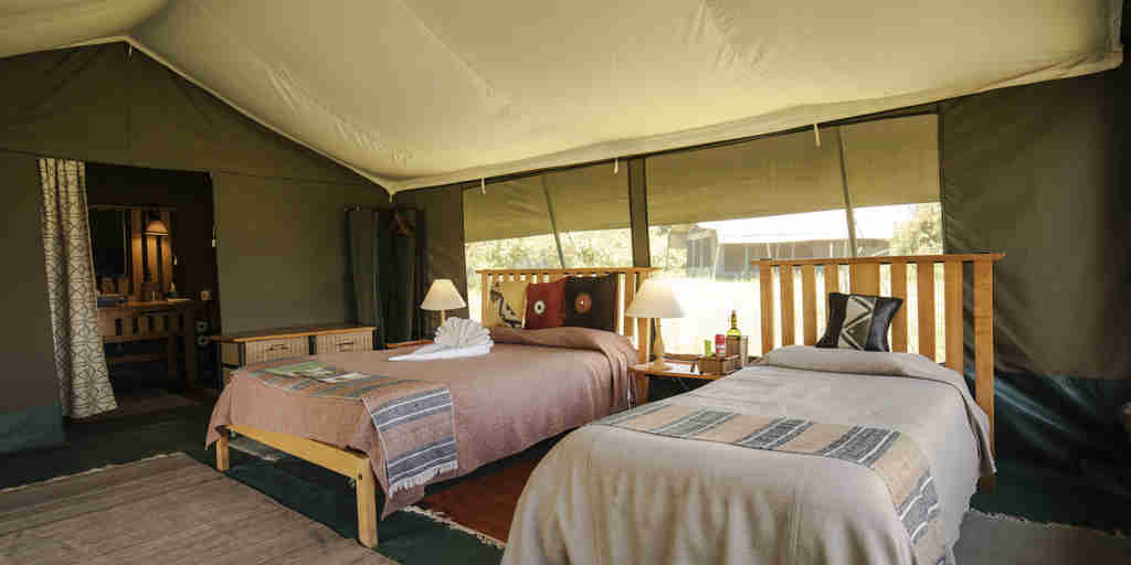 porini lion camp twin room kenya yellow zebra safaris