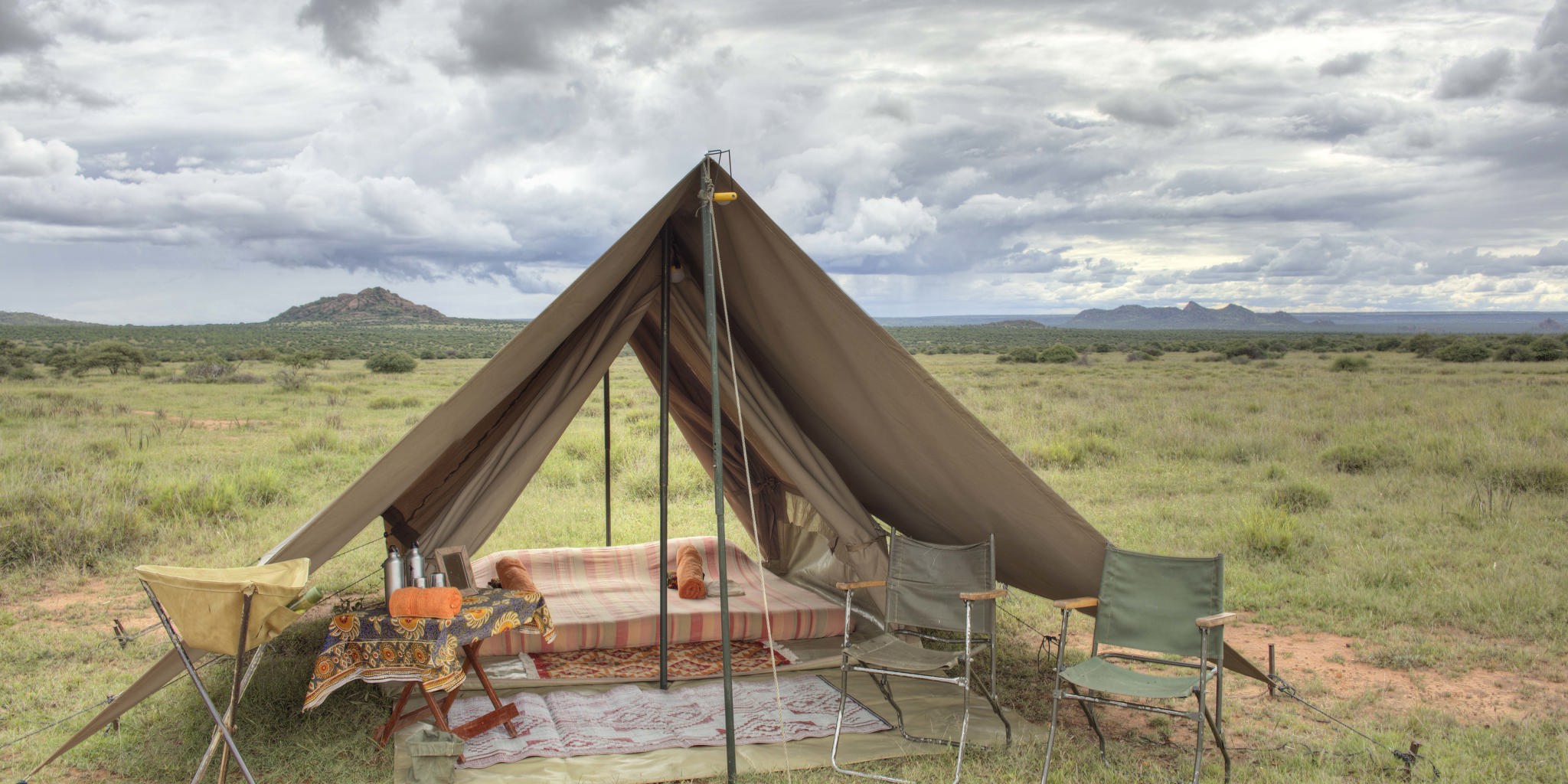 karisia walking safaris tent double bed yellow zebra safaris