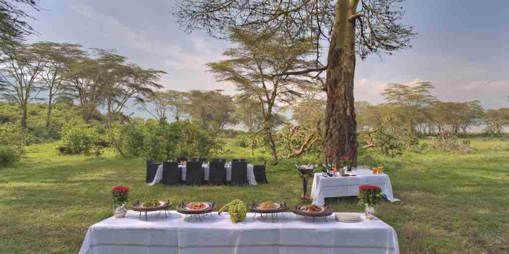 ngorongoro crater lodge bush dining tanzania yellow zebra safaris