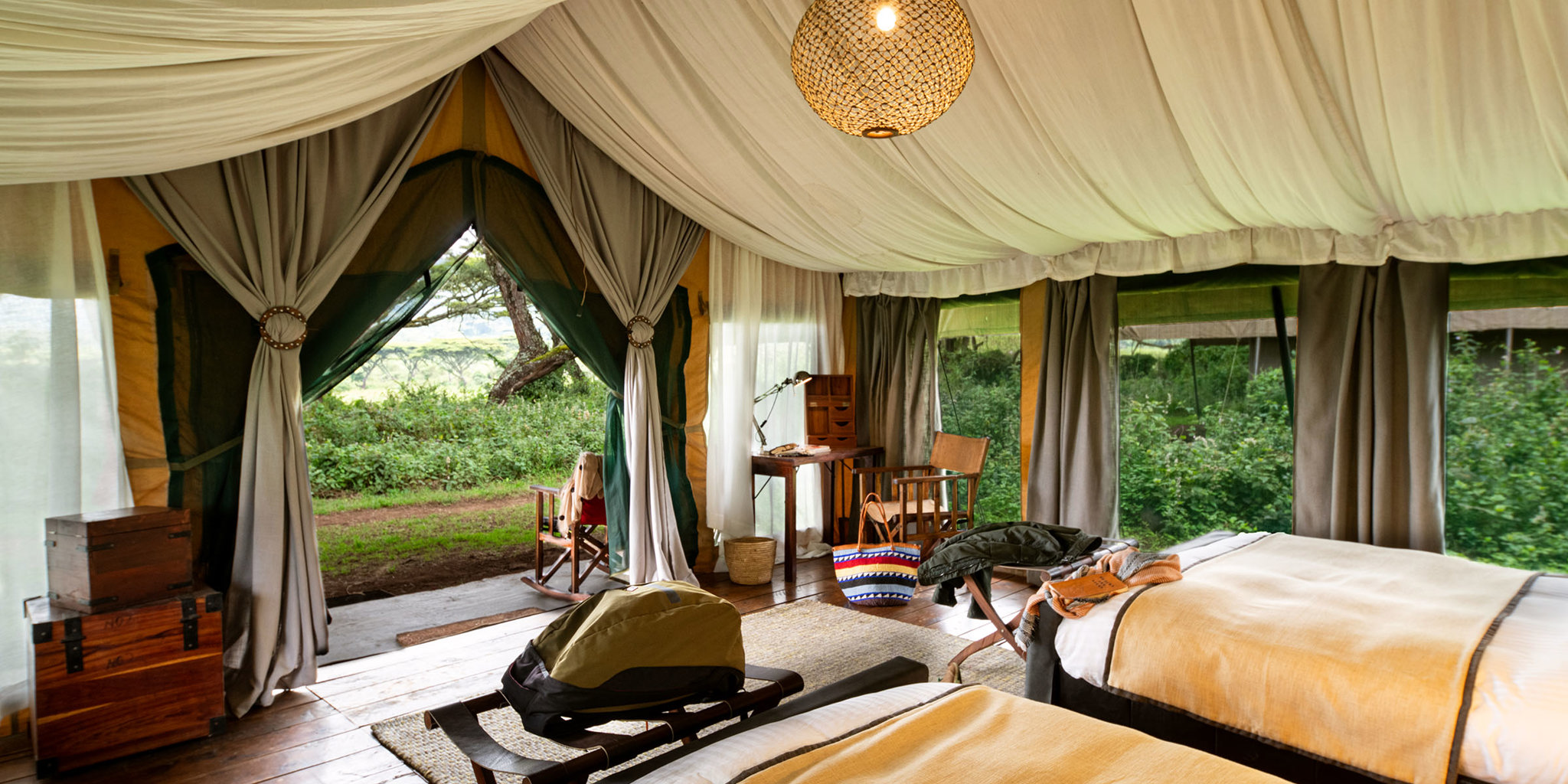 lemala ngorongoro twin room tanzania yellow zebra safaris