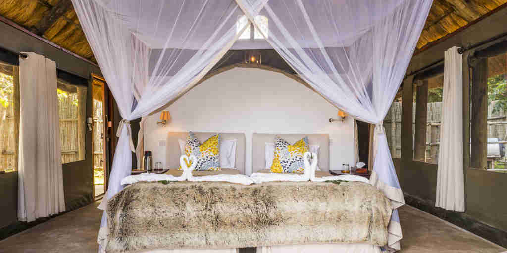 royal zambezi lodge double bed zambia yellow zebra safaris