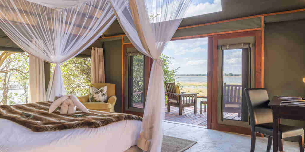 royal zambezi lodge bedroom view zambia yellow zebra safaris