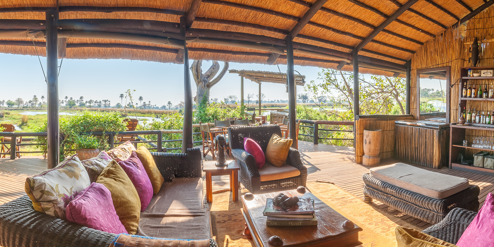 delta camp main area botswana yellow zebra safaris